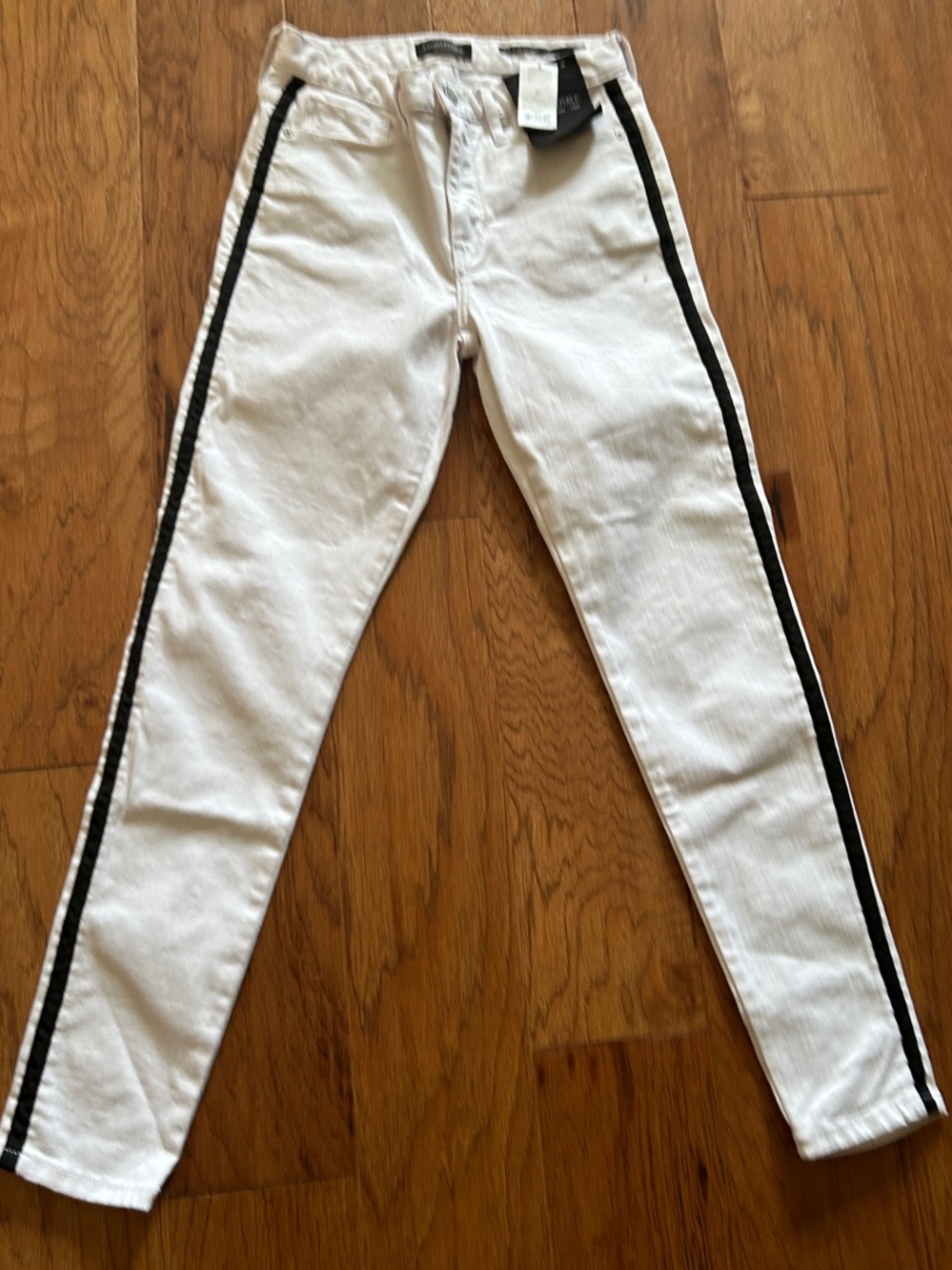 Banana Republic White Jeans with Black Side Stripes